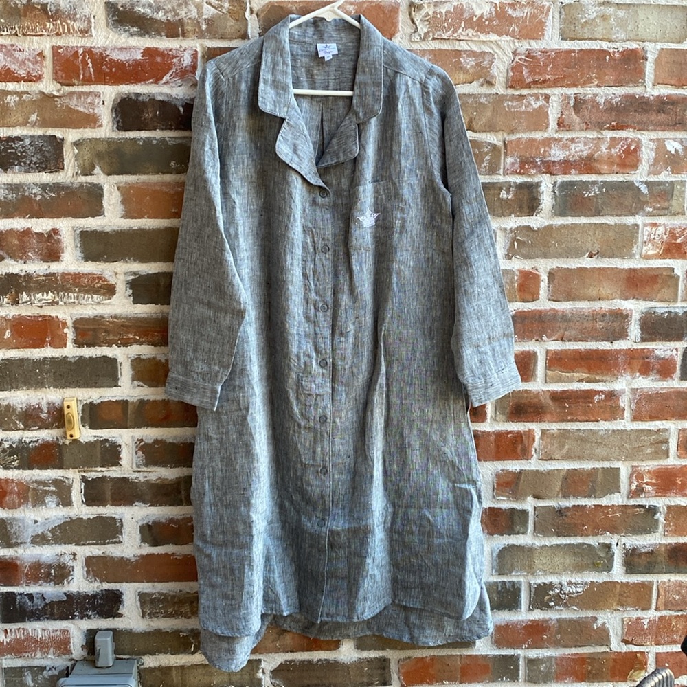 Crown Linen Designs 100% Linen Button-Up Shirt Dress Size XS